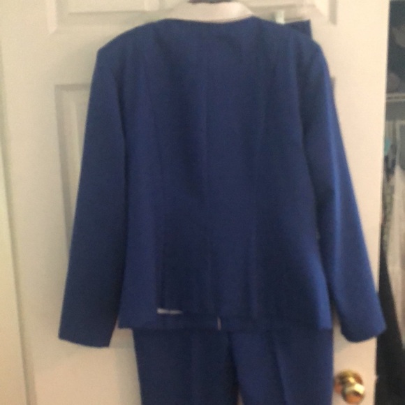 VTG  2 piece Cobalt Blue and white Pantsuit - Picture 11 of 16